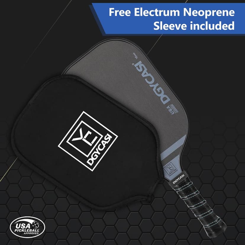 YC DGYCASI 16mm Pickleball Paddles Professional, 2025 USAPA Approved T700 Carbon Fiber Surface Pickle Paddle(CFS), Polypropylene Lightweight Honeycomb Core, Cushion Comfort Grip, with Cover Case Black