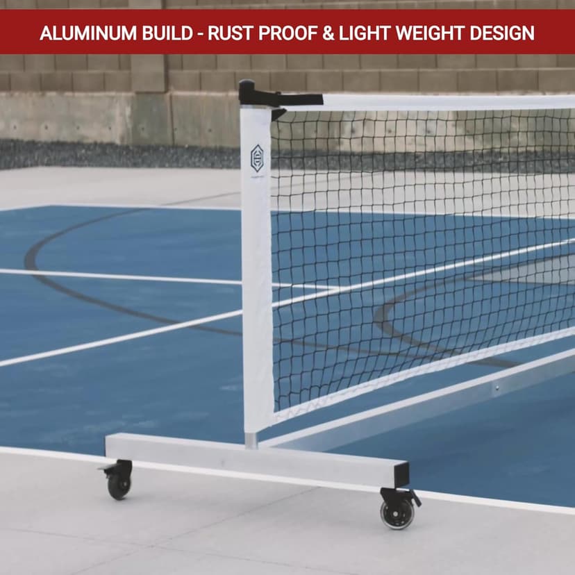 Dominator Standard Portable Pickleball Net - Heavy Duty Indoor/Outdoor Portable Regulation Pickleball Net - USAPA Compliant Net - Includes Rolling Carry Bag & Locking Wheels