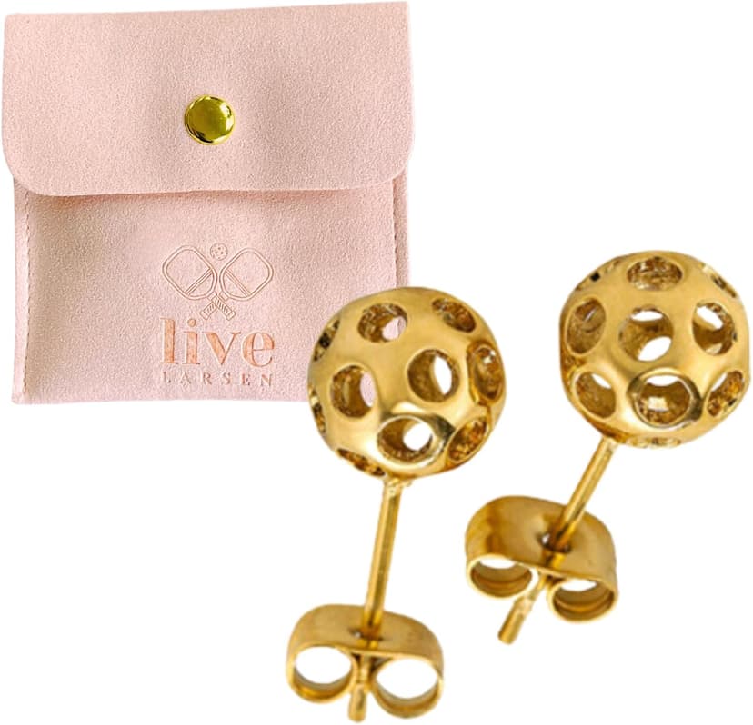 Pickleball Earrings Jewelry for Women Gold 18KT Best Gift Present for Her Hypoallergenic Feminine Accessories