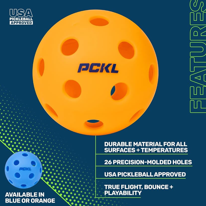 PCKL Optic Speed Pickleball Balls | Choose Indoor or Outdoor Pickleballs | USAPA Tournament Aproved | 4 Pack Crack-Resistant