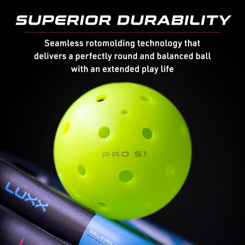 Selkirk Pro S1 Ball | Crack-Resistant | 38 Hole Outdoor Pickleball Balls | USAPA Approved Pickle Ball for Tournament Play | Advanced Aerodynamics |