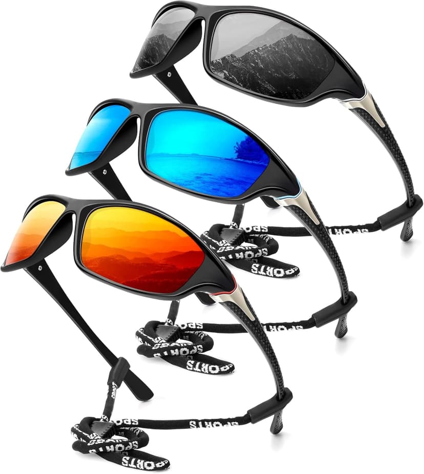Polarized-Sunglasses-Men Sports Mens-Sunglasses: Sun-Glasses with UV400 Protection for Driving Golf Fishing Running