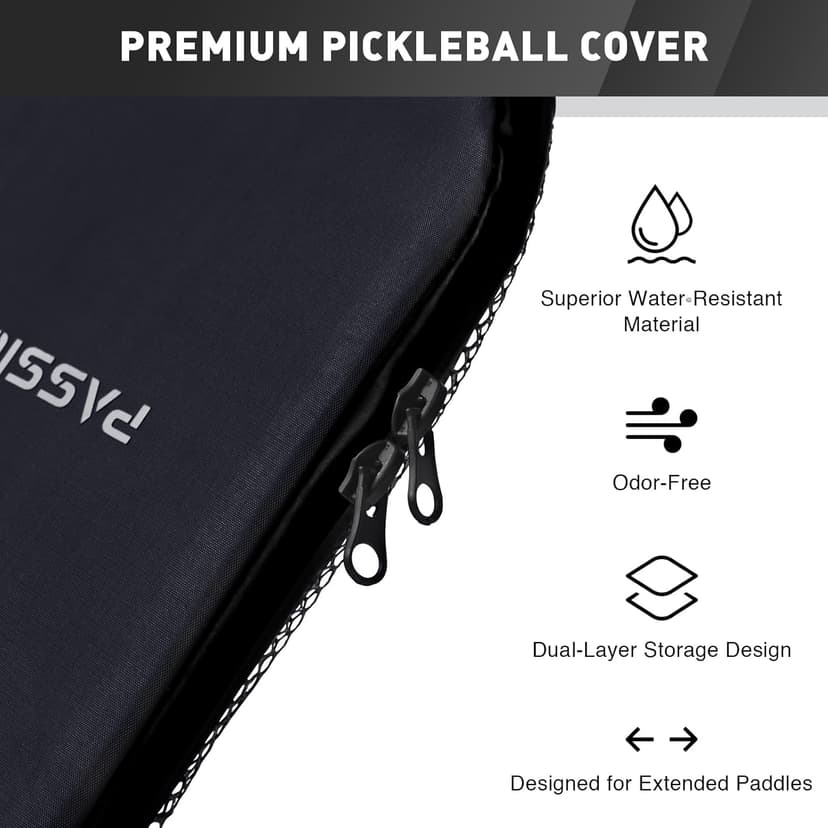 Pickleball Paddle Cover and Storage Bag With Pockets - Water Resistant Racket Sleeve for Standard & Extended Paddles