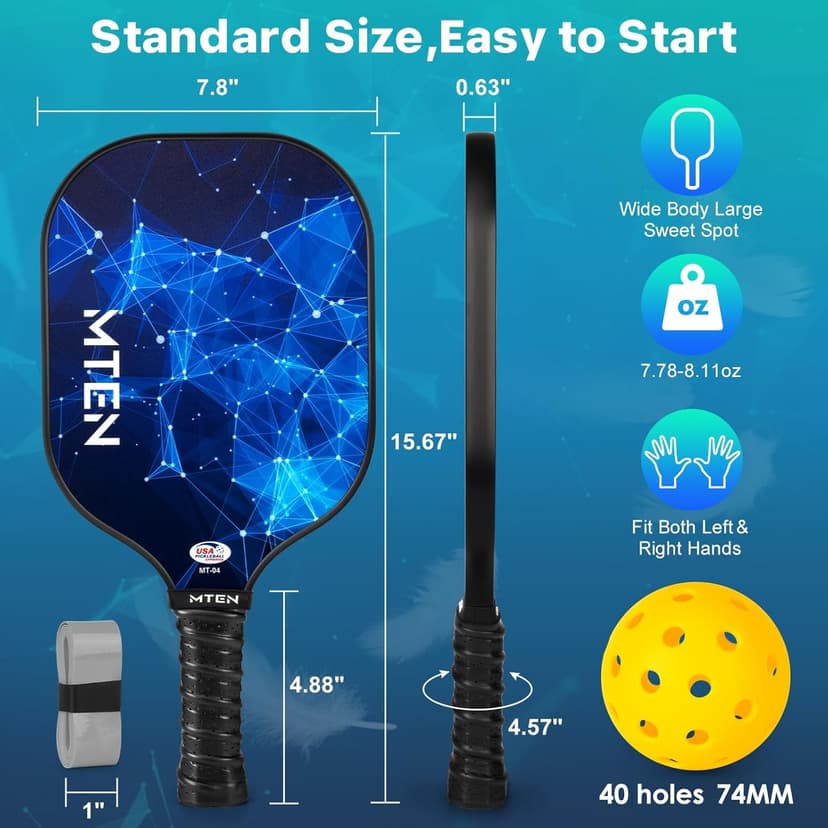 Pickleball Paddles, USAPA Approved Fiberglass Surface Pickleball Set with Pickleball Rackets, Pickleball Paddles Set ​for Men Women