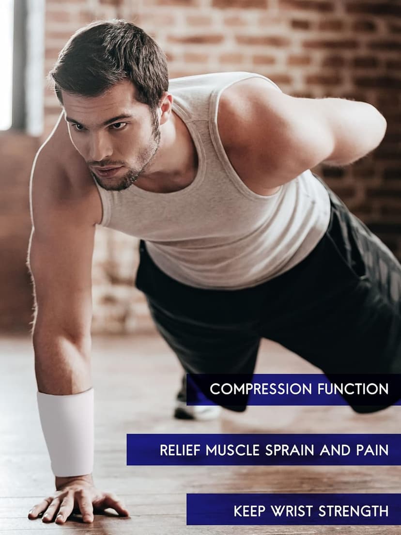 Newcotte 4 Pairs Compression Wrist Support Brace for Men and Women - Breathable Thin Bands for Sports, Improve Circulation, Relieve Pain (Black, White, Gray, Small)