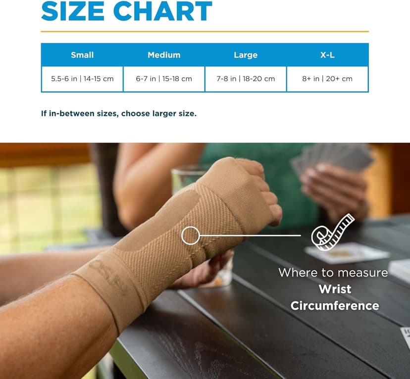 OrthoSleeve Compression Wrist Sleeve/Brace WS6 for Carpal Tunnel Syndrome, wrist pain/strain, fatigue and arthritis