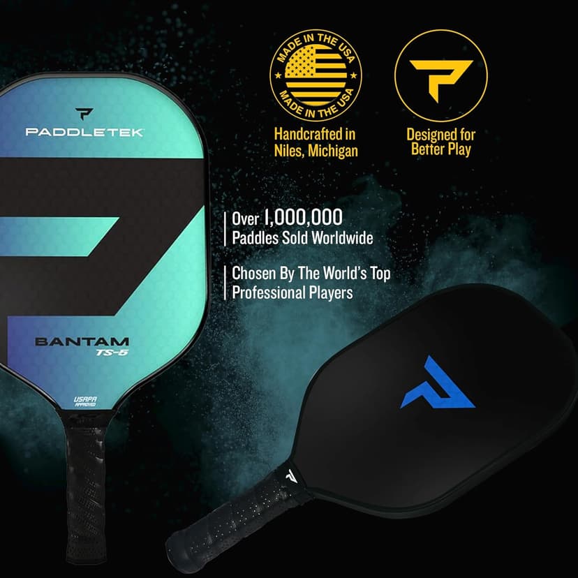 Paddletek Bantam TS-5 Pickleball Paddle | Professional Pickleball Paddles with Honeycomb Core, Textured Fiberglass Epoxy Hybrid Surface, Bantam PolyCore & High Tack Performance Grip | USAPA Approved