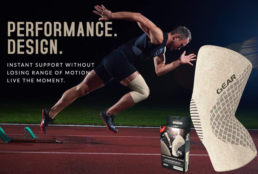 Physix Gear Knee Compression Sleeve for Men & Women - Best Compression Knee Brace for Walking, Running, Gym, Basketball, Weightlifting,Workout, Sports - Knee sleeves Support Compression & Stability
