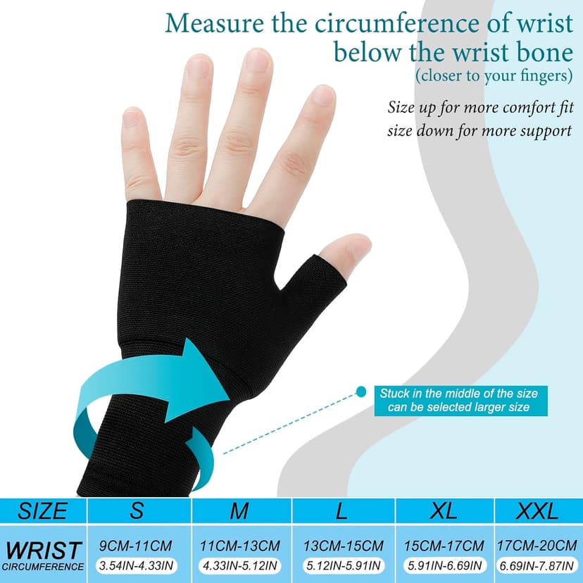 Geyoga 4 Pcs Unisex Wrist Thumb Support Fingerless Compression Gloves Wrist Support Brace for Sports, Fits Small-Check Size Chart Before Ordering(Black, Nude Color,5.9-6.7 Inch)