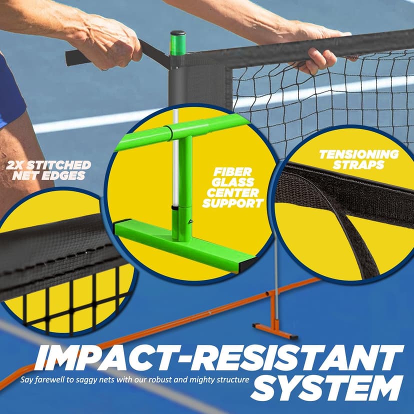 Pickleball Net Portable Outdoor Pickleball Net for Driveway 22ft Portable Pickle Ball Net Set with 4 Pickle Balls, Ball Holder, Lines Court Markers, Carrying Bag, 22ft Outdoor Pickle Ball Set with Net