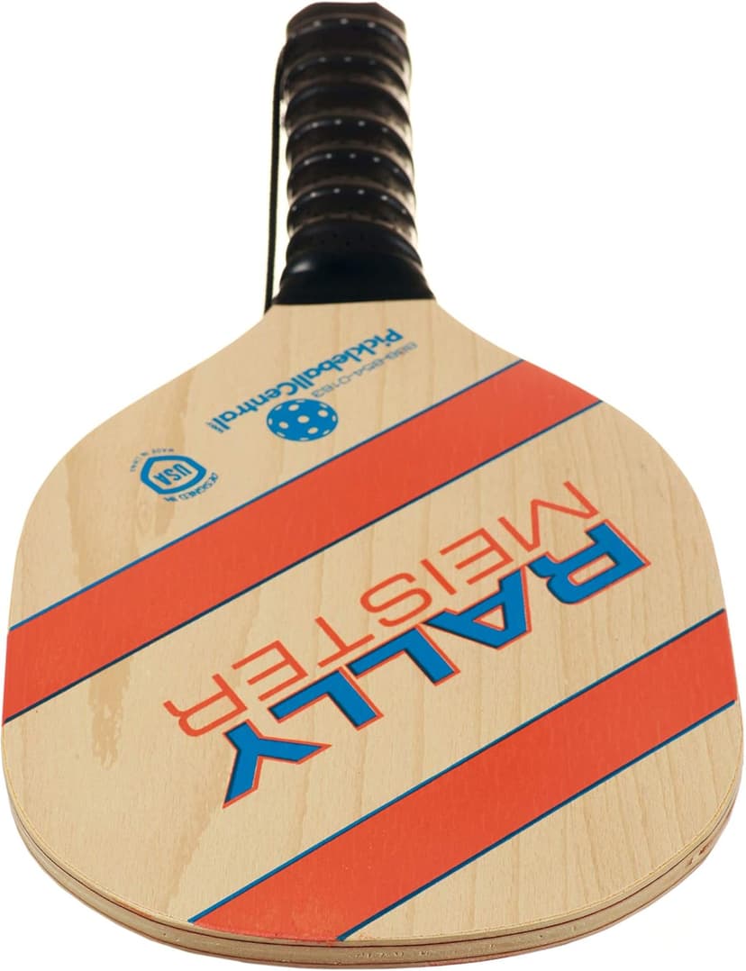 Rally Meister Beginner Wood Pickleball Paddle Set for 4 Players (4 Paddles + 4 Outdoor Pickleballs + Drawstring Bag + Rules/Strategy Guide)