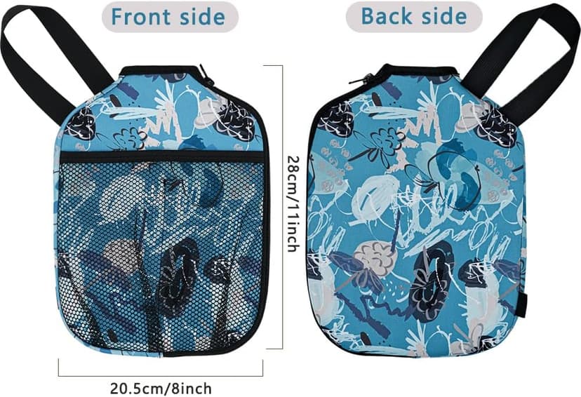 WK IEASON Neoprene Pickleball Paddle Cover with Inner Pockets and Handle Strap - Racket Sleeve and Ball Holder Organizer