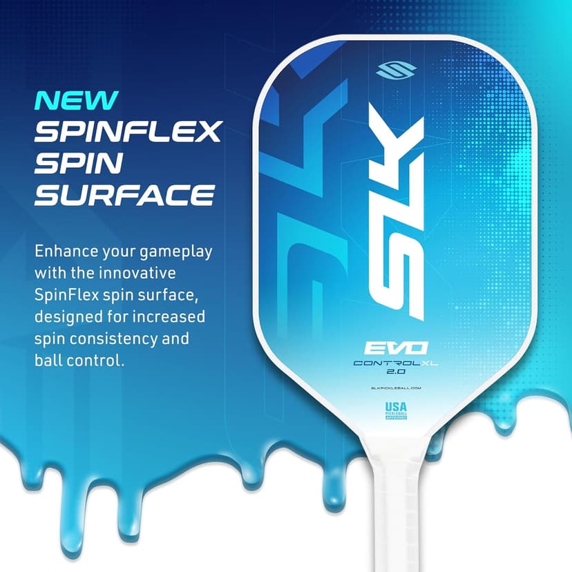 Selkirk Sport SLK Evo Pickleball Paddle | Designed in The USA | Power, Control or Hybrid | Fiberglass & Carbon Fiber with SpinFlex Surface