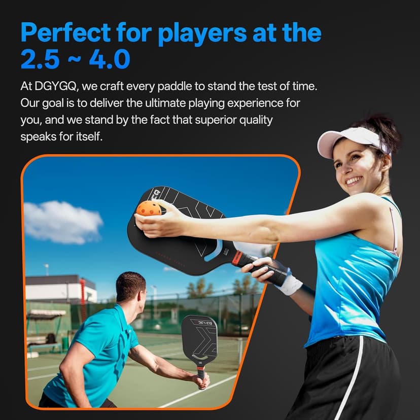 Pickleball Paddles, Carbon Fiber Pickleball Paddle with a 13mm Polypropylene Honeycomb Core, Increased Power for Ultimate Spin & Consistency