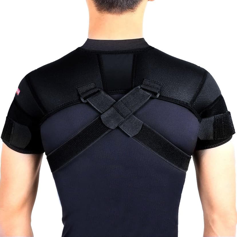 Kuangmi Double Shoulder Support Brace Strap Wrap Neoprene Protector,M