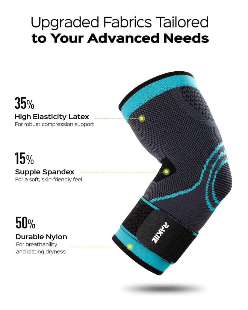 Elbow Compression Sleeve 2 Pack, Elbow Brace for Tendonitis and Tennis Elbow, Pain Relief Elbow Brace for Men & Women, Elbow Sleeve Reduce Joint Pain for Tennis, Golfer, Workouts, Blue (M)