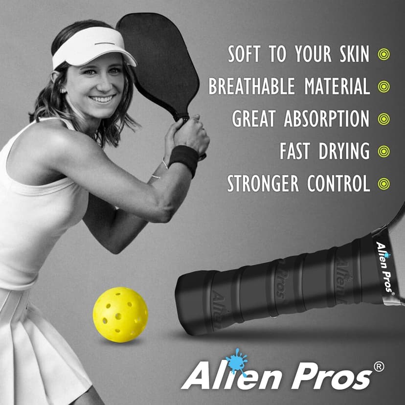 ALIEN PROS Pickleball Overgrip (4-Pack) with Ridges for Better Grip Control - Precut and Dry Feel Pickleball Grip Tape - Non-Slip Pickleball Paddle Grip Tape for High Performance