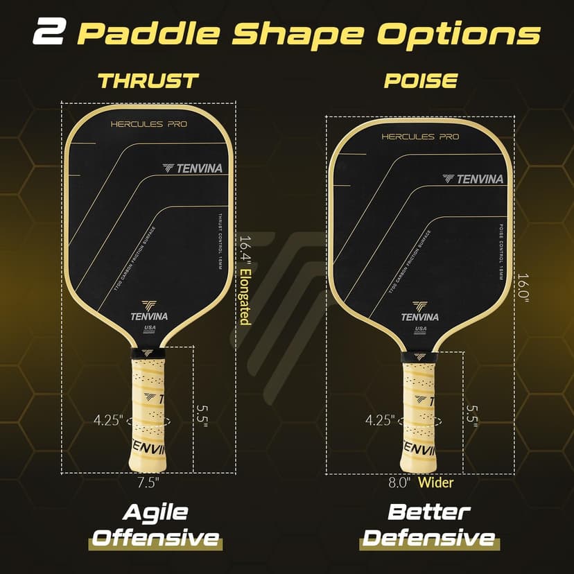 TENVINA Pickleball Paddles, Thermoforming 4-Layer T700SC Friction Carbon Fiber Pickleball Paddle, Professional Pickleball Paddle USAPA Approved with Strong Power and Spin for Athletes