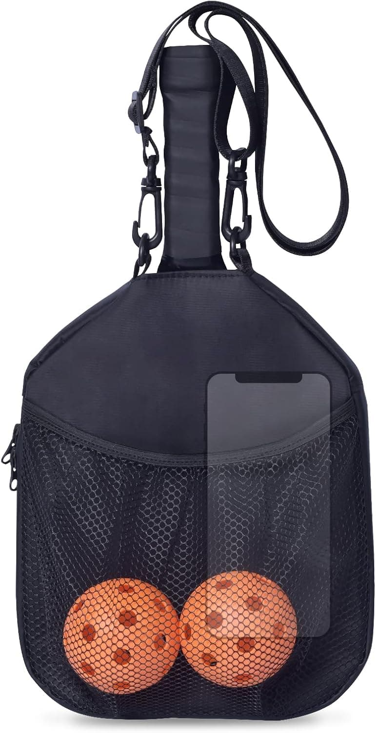 Pickleball Paddle Cover and Storage Bag With Pockets - Water Resistant Racket Sleeve for Standard & Extended Paddles