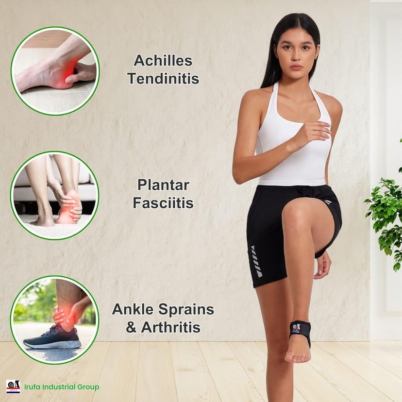 IRUFA, AN-OS-11,3D Breathable Elastic Knit Patented Fabric Adjustable Athletics Achillies Tendon Ankle Wrap, Plantar Fasciitis, Pain Relief for Sprains, Strains, Arthritis and Torn Tendons (S/M)
