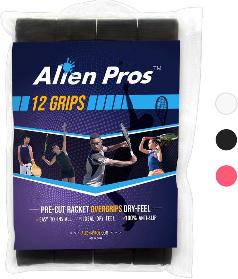 ALIEN PROS Tennis Racket Grip Tape - Precut and Dry Feel Tennis Grip - Tennis Overgrip Grip Tape Tennis Racket - Wrap Your Racquet for High Performance