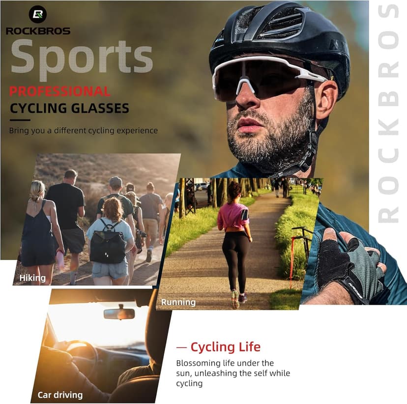 ROCKBROS Photochromic Sports Sunglasses for Men Women Cycling UV Protection