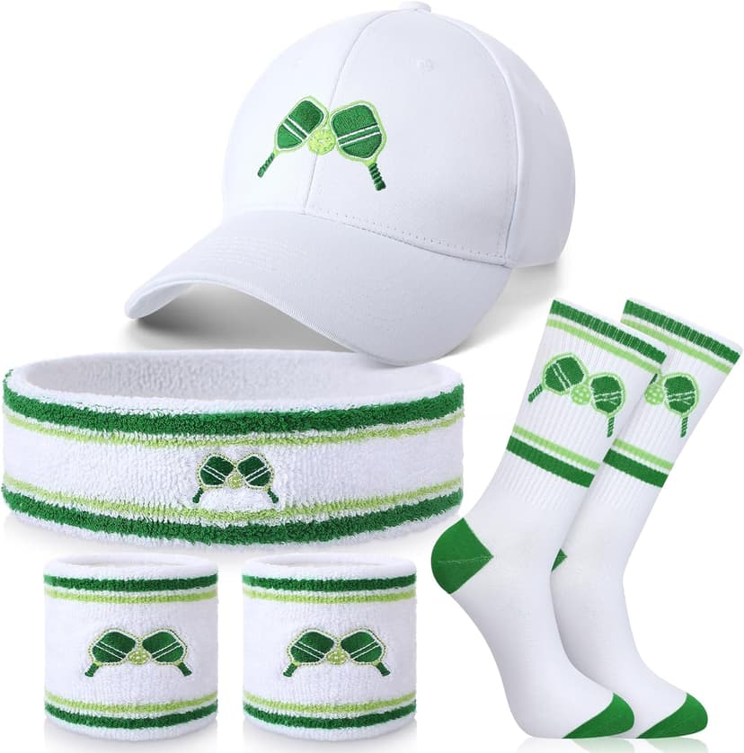 Panitay 4 Pack Funny Dink Ball Lover Gifts Dink Ball Hats Sports Wrist Head Sweatbands and Novelty Socks for Men Women
