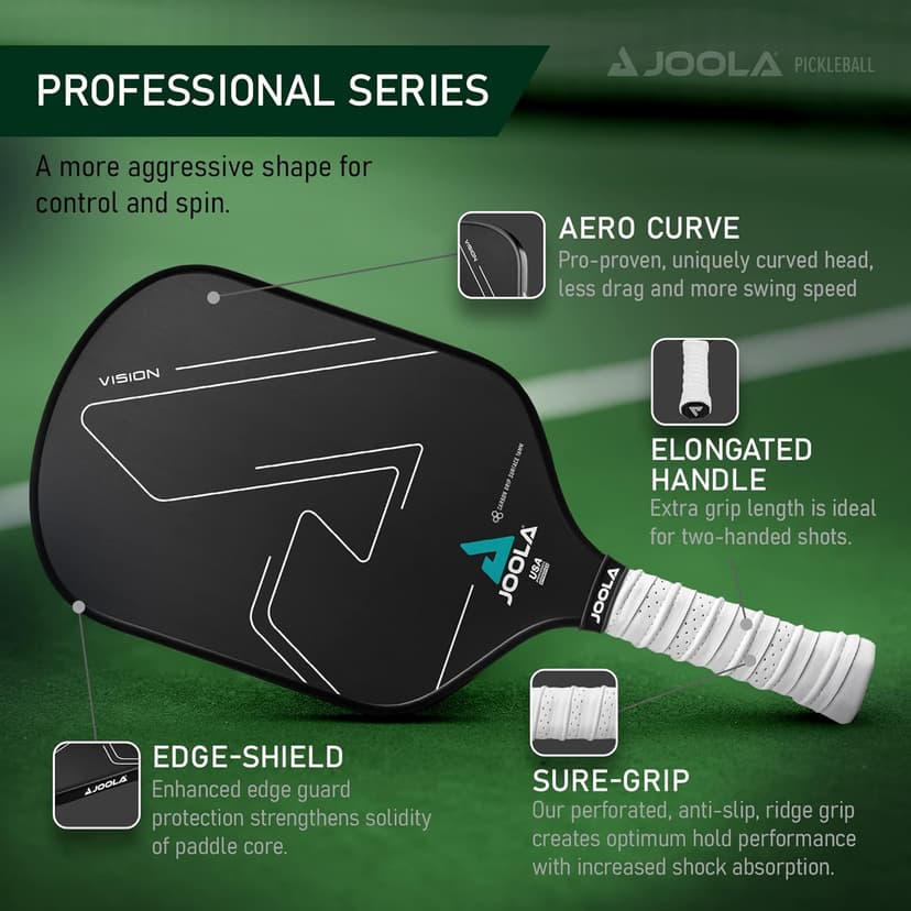 Joola Vision Pickleball Paddle with Textured Carbon Grip Surface Technology for Maximum Spin and Control with Added Power - Polypropylene Honeycomb Core Pickleball Racket
