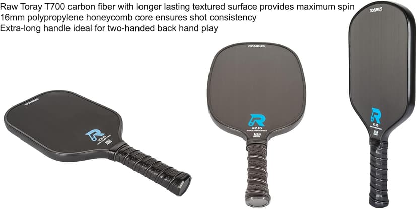 R1.16/R2.16/R3.16 Raw Toray T700 Carbon Fiber Pickleball Paddle with 16 mm Polypropylene Honeycomb Core