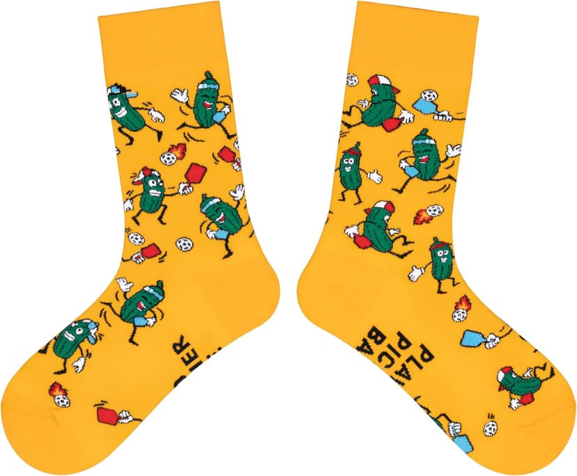 Funny Novelty Pickleball Socks for Adults - Pickle Ball Gifts Colorful Unisex Crew Length One Size Socks