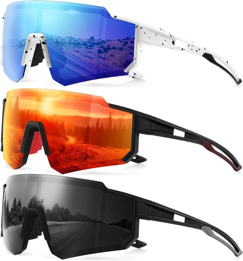 Polarized Sport Sunglasses for Men and Women, Lightweight TR90 Sun Glasses with UV Protection for Cycling Running