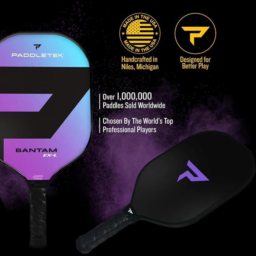 Paddletek Bantam EX-L Pickleball Paddle | Professional Pickleball Paddles with Honeycomb Core, Polycarbonate Surface, Bantom PolyCore & High Tack Performance Grip | USAPA Approved