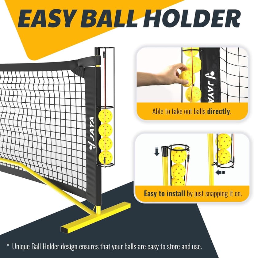 JAYA Ultra Stable Pickleball Net with Ball Holder and Balls, Weight Upgrade, IPF Standard 22 feet, Easy Setup