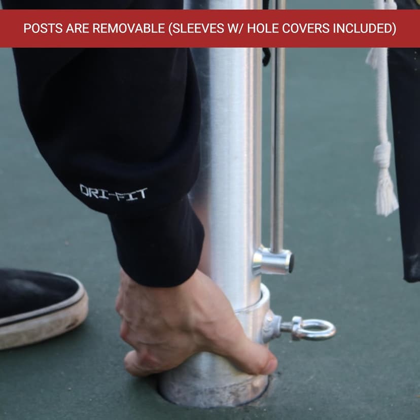 Dominator In Ground Pickleball System - Includes Two Heavy Duty Pickleball Posts with Net and Sleeves - Aluminum, Rust Free, and Follows USAPA Standards