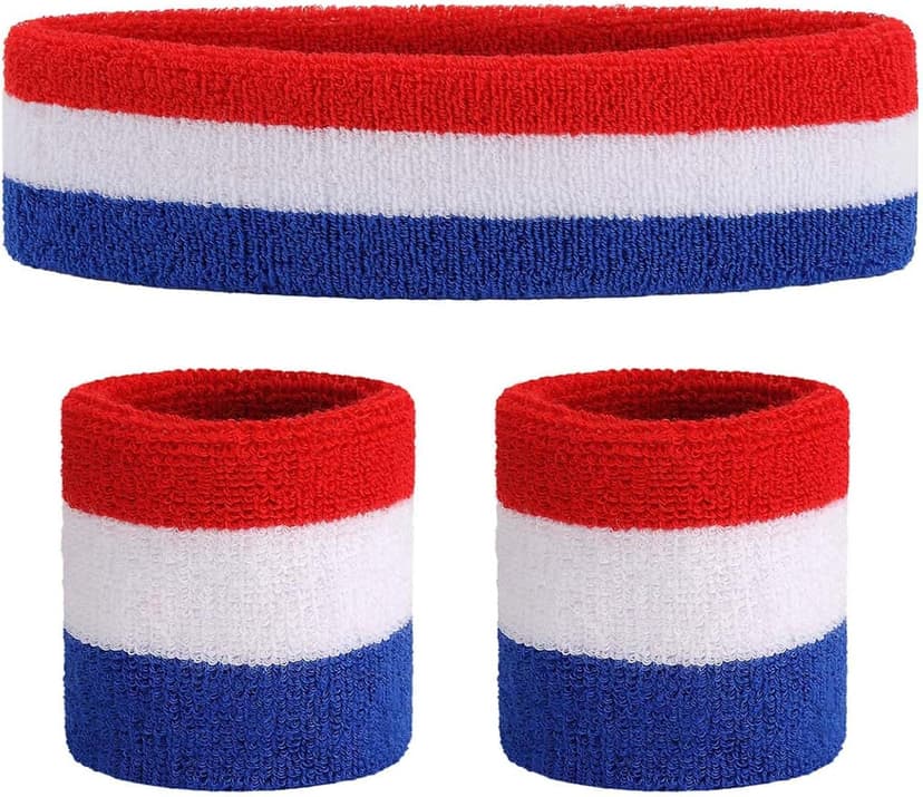ONUPGO Sweatband Set Sports Headband Wristband Set Sweatbands Terry Cloth Wristband Wrist Sweatband Headbands Moisture Wicking Sweat Absorbing Head Band