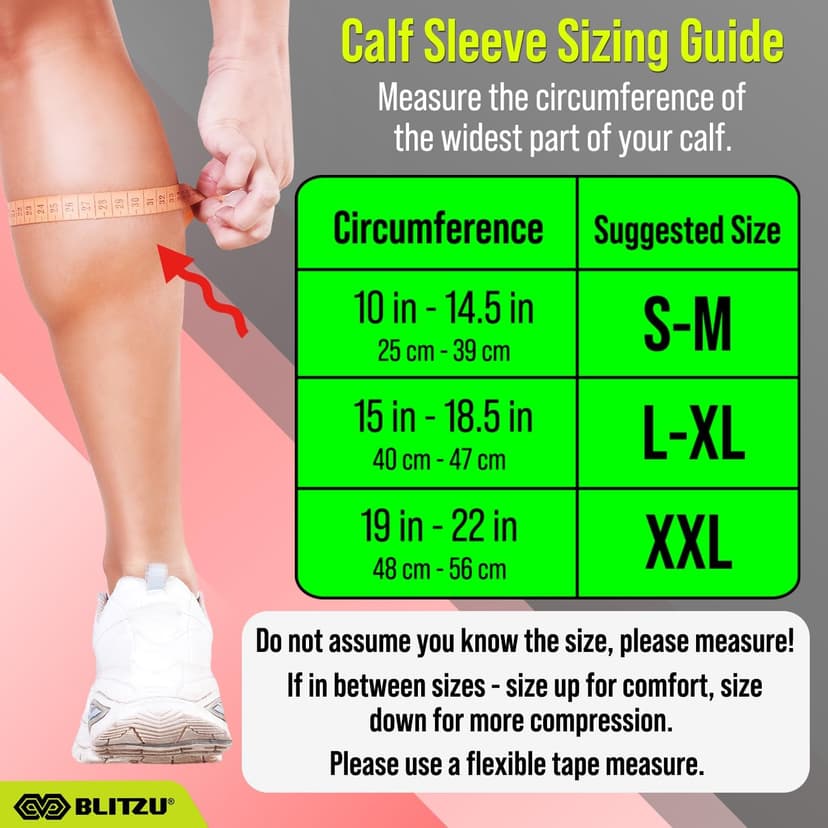BLITZU Calf Compression Sleeve for Men & Women Footless Compression Socks Support Runners Leg Sleeve Shin Splints Pain Relief