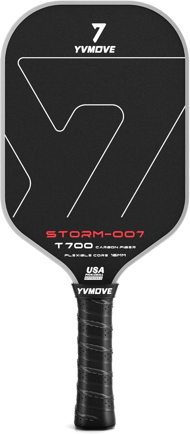 Pickleball Paddle with T700 Raw Carbon Fiber Surface & 16mm STR-Core Power Polymer Core, Premium Pickle Ball Racket Designed for Ultimate Spin & Consistency, USAPA Approved