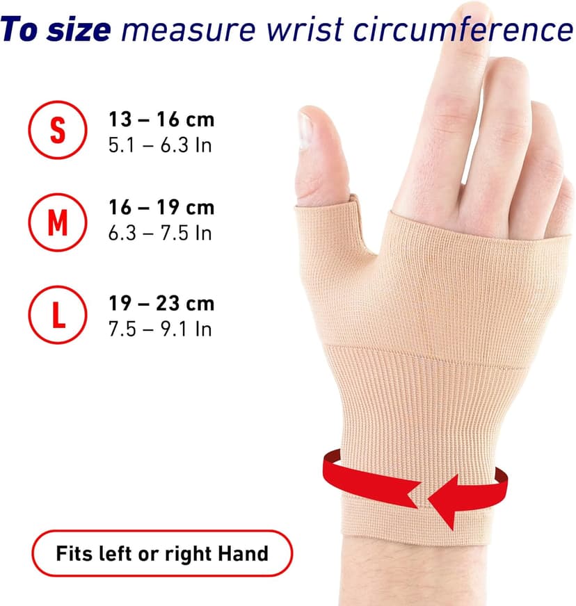 Neo-G Wrist and Thumb Support for Arthritis, Joint Pain, Tendonitis, Sprain - Wrist Brace Wrist Compression Hand Support - L - Beige