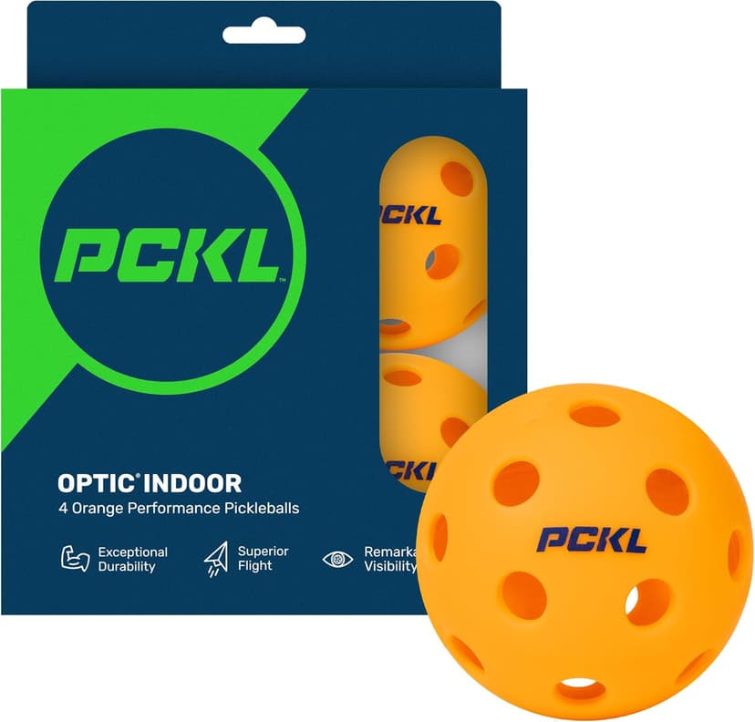 PCKL Optic Speed Pickleball Balls | Choose Indoor or Outdoor Pickleballs | USAPA Tournament Aproved | 4 Pack Crack-Resistant