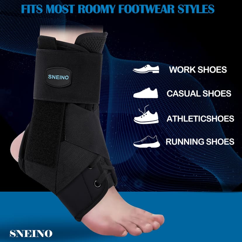 SNEINO Ankle Brace for Women & Men - Ankle Support Brace for Sprained Ankle, Ankle Stabilizer for Achilles, Tendon, Sprain, Injury Recovery, Lace up Ankle wrap for Running, Basketball, Volleyball (Large)
