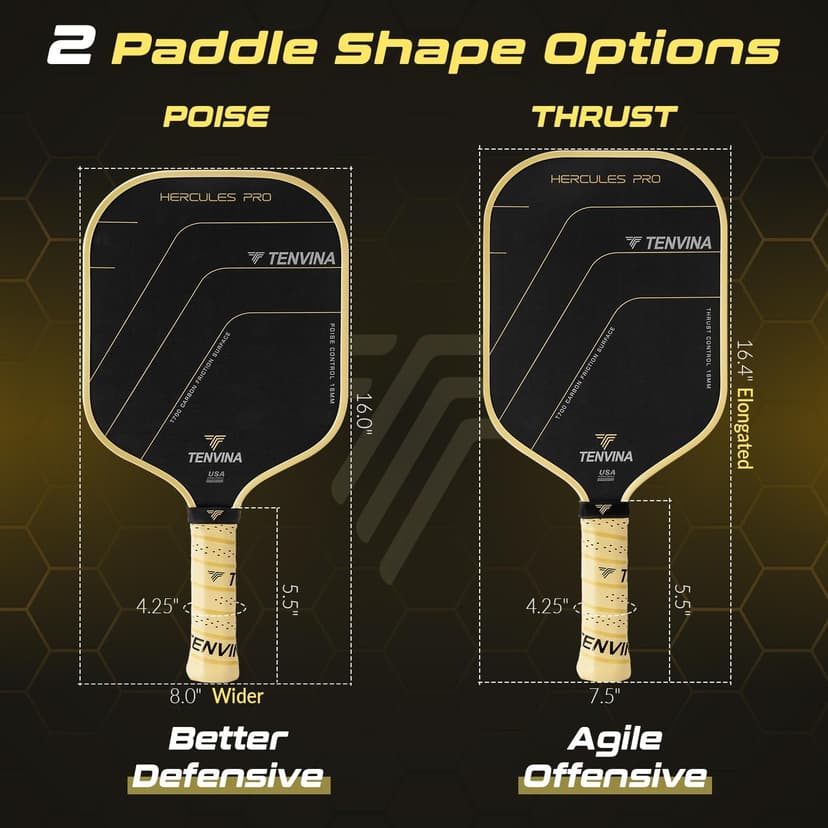 TENVINA Pickleball Paddles, Thermoforming 4-Layer T700SC Friction Carbon Fiber Pickleball Paddle, Professional Pickleball Paddle USAPA Approved with Strong Power and Spin for Athletes