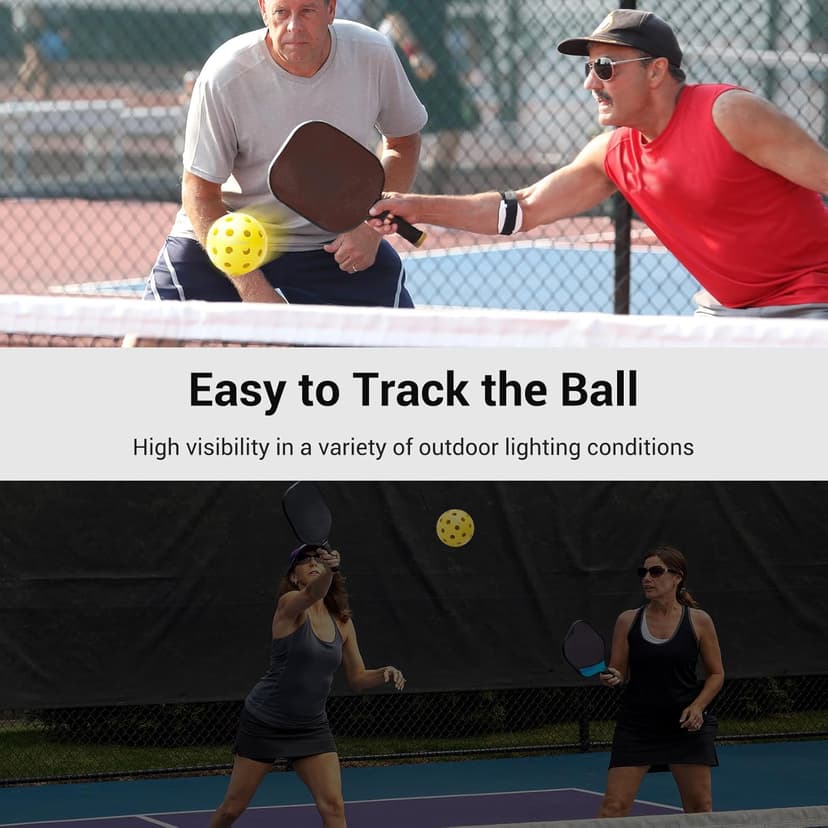 USAPA Approved Outdoor Yellow 40-Hole Pickleballs, 12-Pack in Mesh Bag with High Elasticity