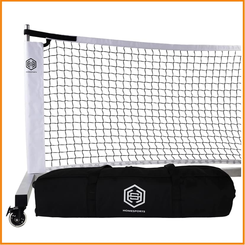 Dominator Standard Portable Pickleball Net - Heavy Duty Indoor/Outdoor Portable Regulation Pickleball Net - USAPA Compliant Net - Includes Rolling Carry Bag & Locking Wheels