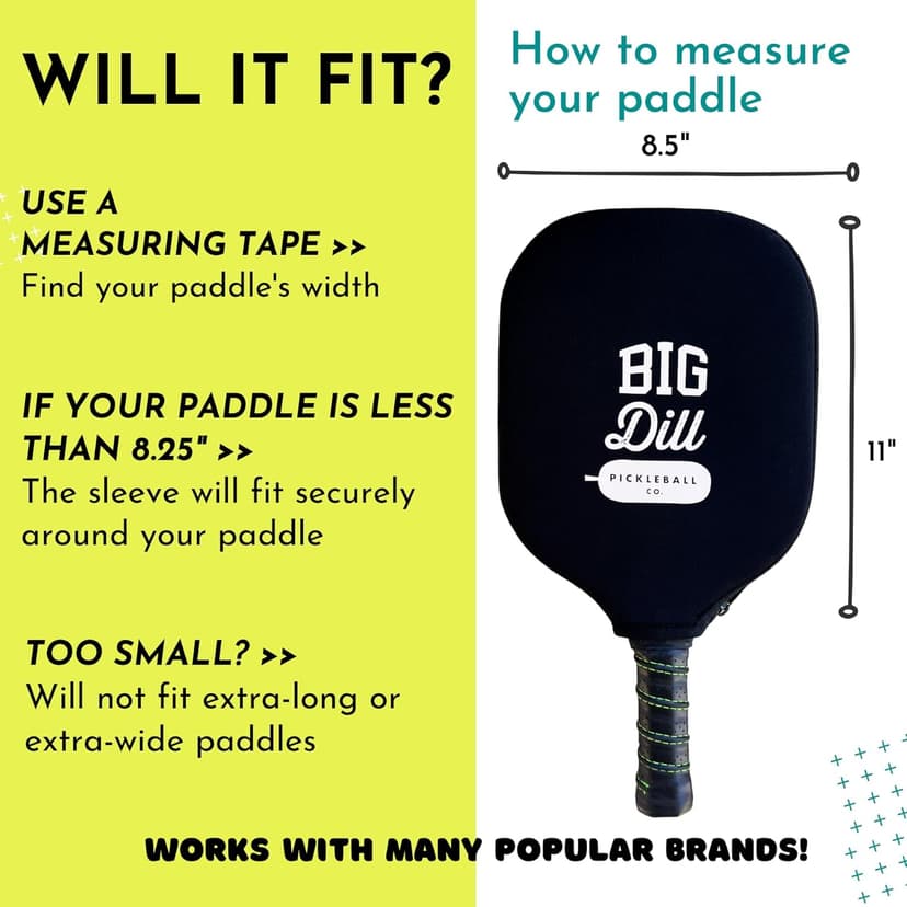 Big Dill Pickleball Paddle Cover Only - Neoprene Pickleball Paddle Sleeve, Pickle Ball Paddle Covers or Pickleball Paddle Case for Pickleball Paddles