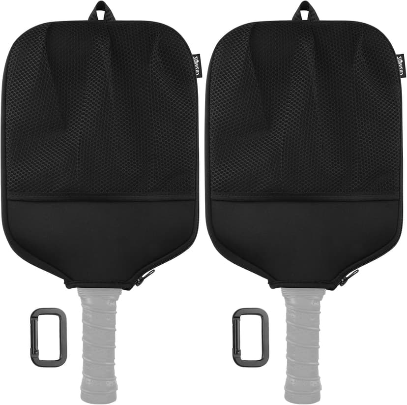 Cosmos 2 Pcs Pickleball Paddle Cover Paddle Case Bag Pickleball Racket Sleeve and Ball Storage Mesh Pocket for Pickle Ball Equipment Accessories Storage & Carrying, with Fence Hook