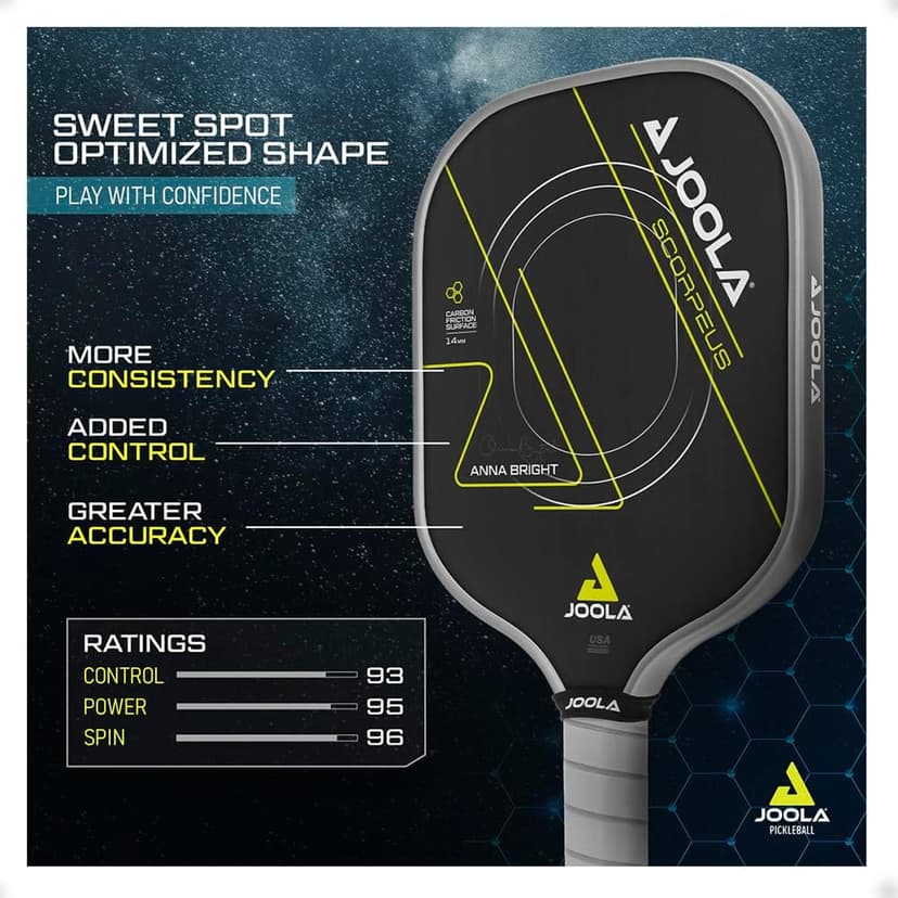 JOOLA Professional Pickleball Paddles – Raw Carbon Fiber Surface – Built for Spin, Speed & Control – Hyperion, Solaire, Perseus & Scorpeus – Swift & Standard Models – USAP Approved – Tournament-Level