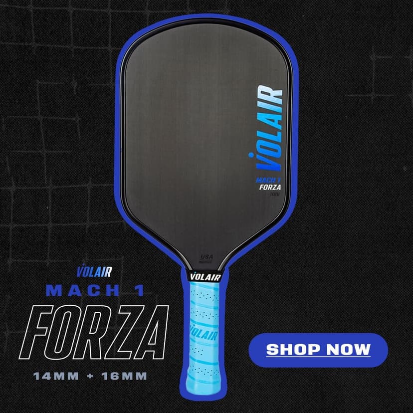 Volair Pickleball - Mach 1 Forza Paddle - for Spin, Control and Power - Toray T700 Carbon Fiber Surface - Thermoformed - Foam Injected w/Headcover, Eraser, Extra Black Grip