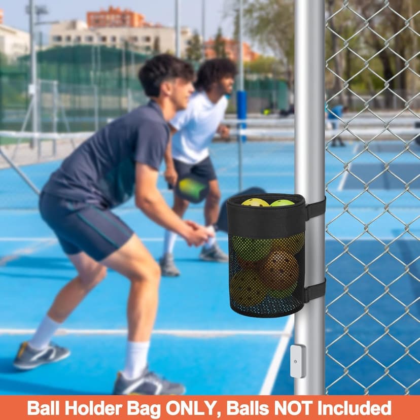 Cosmos Pickleball Ball Holder Adjustable Hanging Bag for PickleBall Nets, Foldable Storage Basket Mesh Net Pouch for Holding 6 Balls