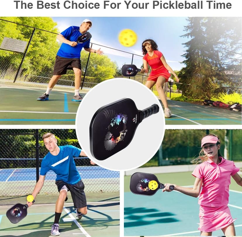 niupipo Pickleball Paddles Set of 2/4/1, USAPA Approved Graphite Carbon Fiber Pickleball Rackets, Polypropylene Honeycomb Core, Cushion 4.72In Grip, Bag/Cover, Pickle Ball Paddle Set for Men Women