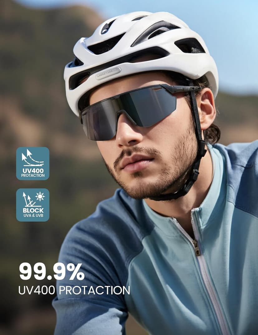 Lamicall Polarized Sports Sunglasses for Men Women, 24g, UV400 Protection Sun Glasses for Cycling Running Baseball Fishing